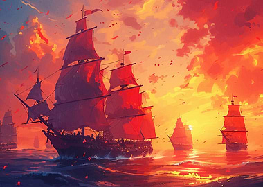Sailboat Sunset Landscape