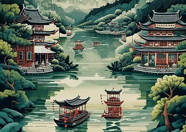 Vintage Chinese Landscape