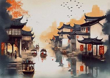 Vintage Chinese Landscape