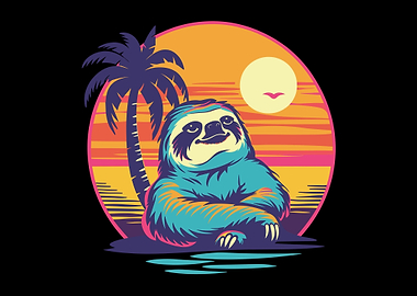 Retro Sunset Sloth