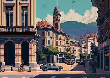Geneva City Pixel Art