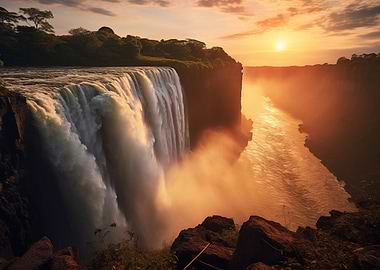 victoria falls at sunset