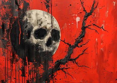 Full Moon Skull Red Night