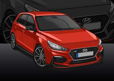 hyundai i30n red poster