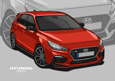 hyundai i30n red poster