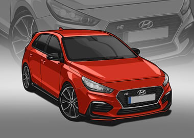 hyundai i30n red poster