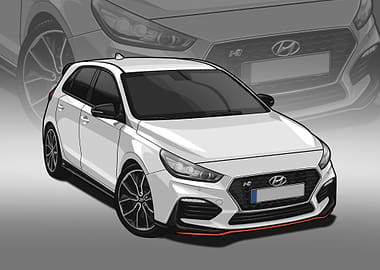 hyundai i30n white poster
