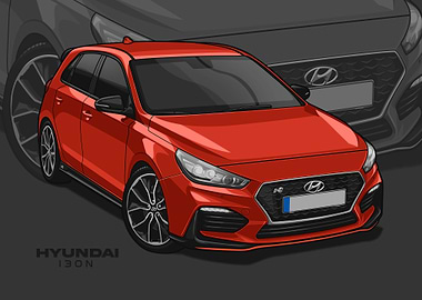 hyundai i30n red poster