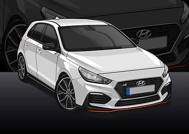 hyundai i30n white poster