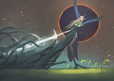 girl plays with shadows