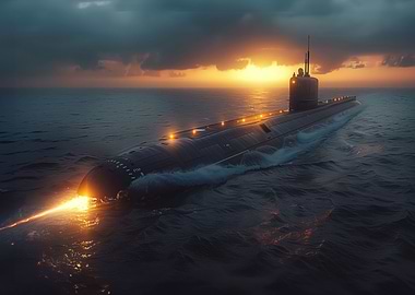 Submarine in sea
