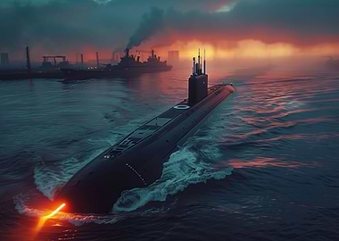Submarine in sea