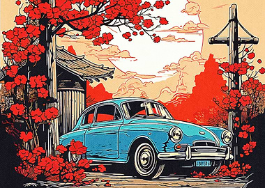 Cherry Blossoms and Car