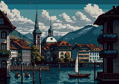 Lucerne City Pixel Art