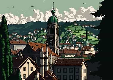St Gallen City Pixel Art