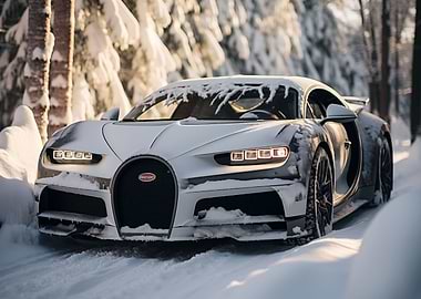 Bugatti Chiron in winter