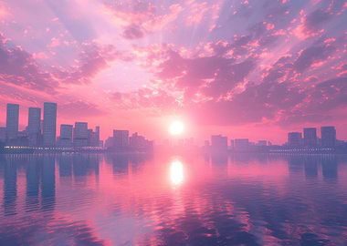 City Vaporwave Sunset