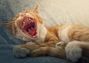 yawning sleepy cat