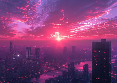 City Vaporwave Sunset