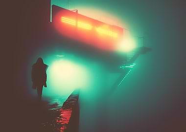 Foggy Neon Cyberpunk Night