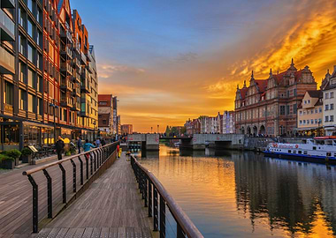 Gdansk City At Sunset