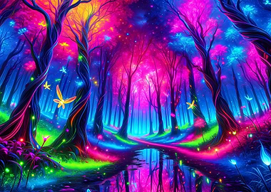 Enchanted Neon Forest