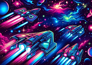 Neon Galactic Spaceships