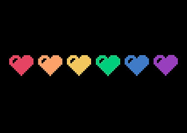 Rainbow Pixel Hearts