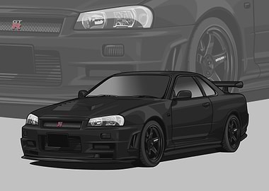 Nissan r34 Skyline black