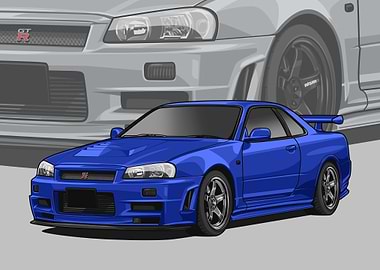 Nissan r34 Skyline blue