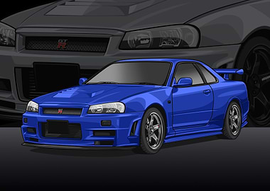 Nissan r34 Skyline blue