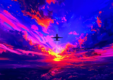 Sunset Dawn Sky Jet Zen