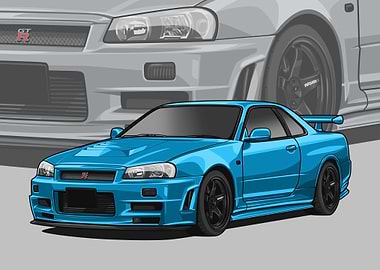 Nissan r34 Skyline blue