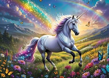 Unicorn with rainbow