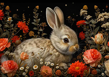 rabbit flower cute animal