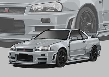 Nissan r34 Skyline white