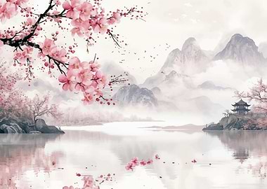 Cherry Blossom Landscape