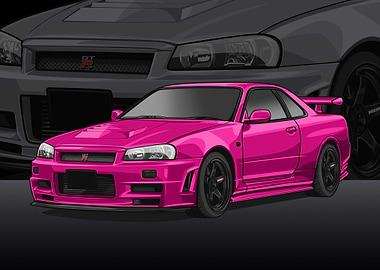 Nissan r34 Skyline pink