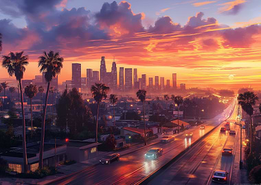 City Lights and Skyscraper