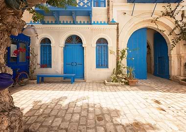 Blue door and windows