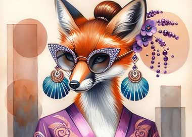 Boho Fashionable Red Fox