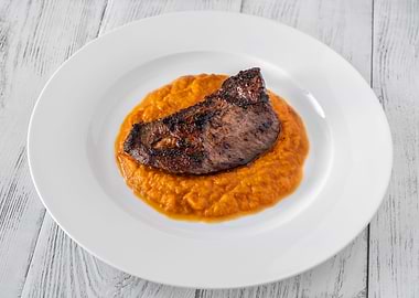 Beef steak with pumpkin