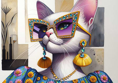 Fashionable White Cat