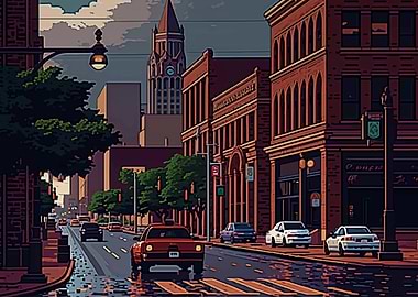 Fort Worth City Pixel Art