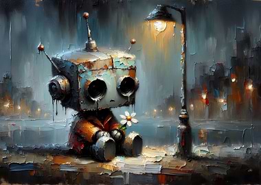 Cute Robot with Flower