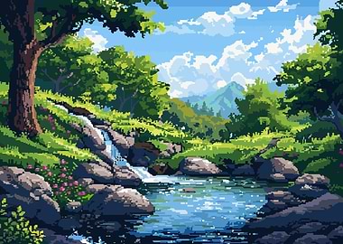 Forest River Pixel Art Zen