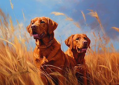 Two Fox red labradors