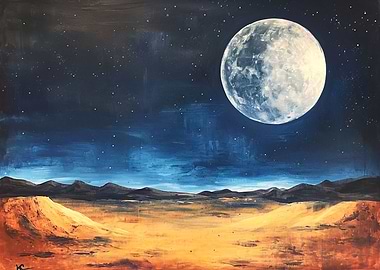 Desert night sky with a fu