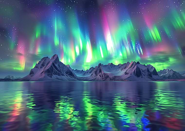 Aurora Borealis Mountains