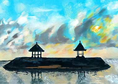 Peaceful sunset on beach s